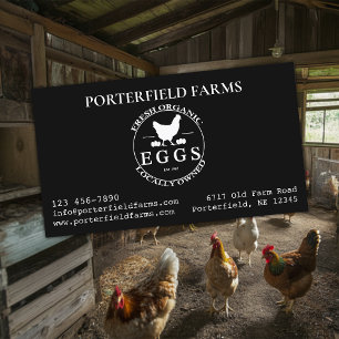 Biologisch Boerderij Eieren Wit op Zwart Visitekaartje