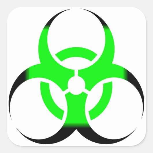 Biologisch gevaar symbool groen en zwart vierkante sticker (Voorkant)