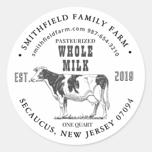 Biologisch Melk Boerderij Label met  Holstein Koe (Voorkant)