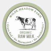 Biologisch Melk Boerderij Label met Holstein Koe (Voorkant)