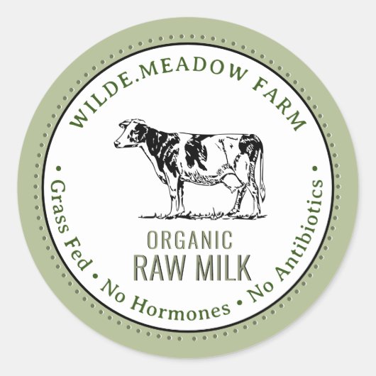 Biologisch Melk Boerderij Label met Holstein Koe (Voorkant)