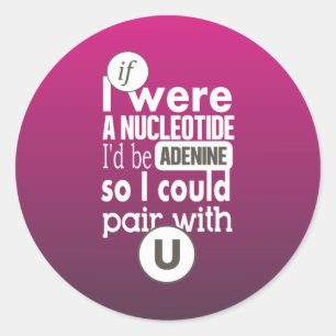 Biologisch nucleotide adenine paar met uracil U Ronde Sticker