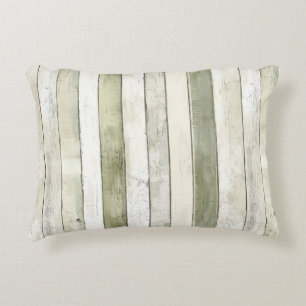 Biologisch Olijf Ivoor Faux Wood Stripes Kerstmis Accent Kussen