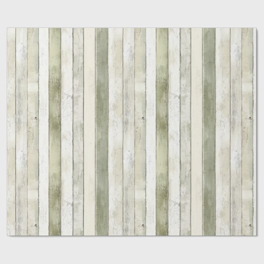 Biologisch Olijf Ivoor Faux Wood Stripes Kerstmis Cadeaupapier (Vlak)