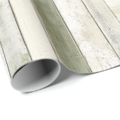 Biologisch Olijf Ivoor Faux Wood Stripes Kerstmis Cadeaupapier (Rol Hoek)