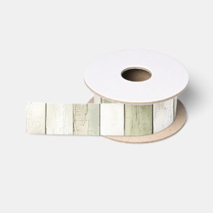 Biologisch Olijf Ivoor Faux Wood Stripes Kerstmis Lint
