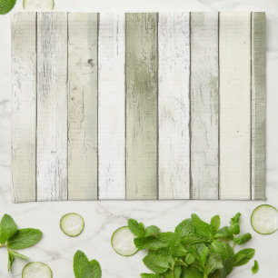 Biologisch Olijf Ivoor Faux Wood Stripes Kerstmis Theedoek