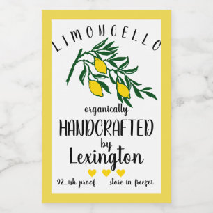 Biologisch Zelfgemaakt Limoncello Klein Flesseneti Voedselcontainer Etiket