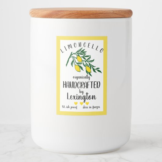 Biologisch Zelfgemaakt Limoncello Klein Flesseneti Voedselcontainer Etiket (Voorkant)