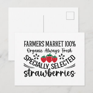 Biologische aardbeien van de boerenmarkt briefkaart