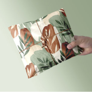 Biologische Aquarel Saliegroen en Haver Melk Botan Inpakpapier Vel