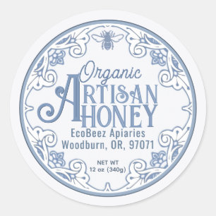 Biologische ARTISAN HONEY Rustieke boerderij Blue  Ronde Sticker