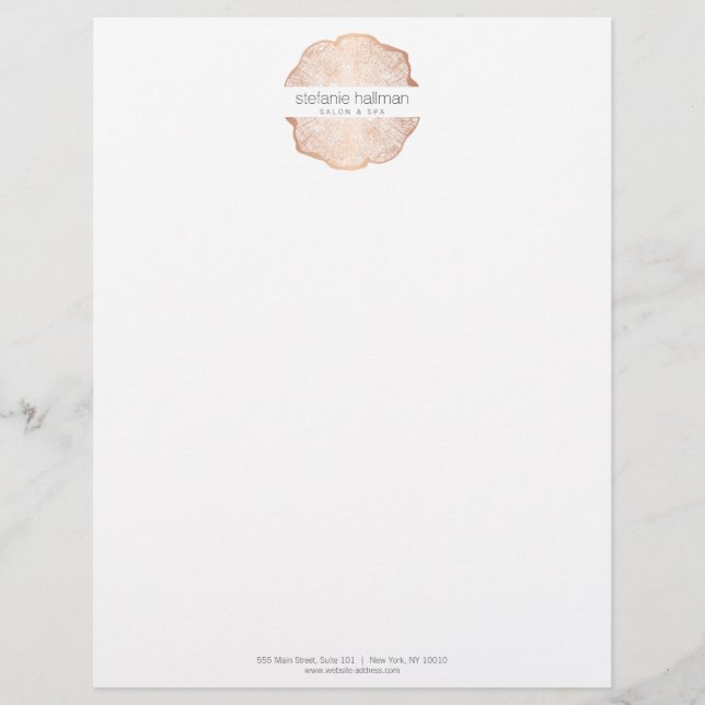 Biologische Beauty Roos Gold Tree Rings Salon Briefhoofd (Voorkant)