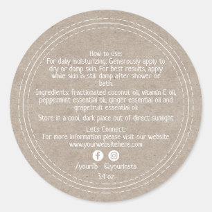 Biologische Bedrijfs Schoonheidsproducten Ingredië Ronde Sticker