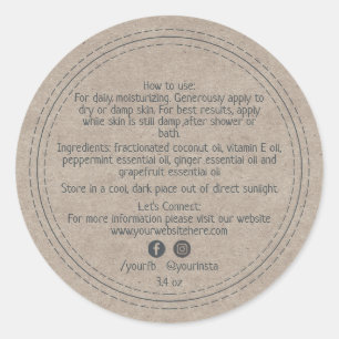 Biologische Bedrijfs Schoonheidsproducten Ingredie Ronde Sticker