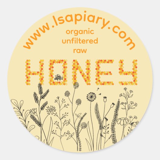 Biologische bijenteelt Honey Jar Label (Voorkant)
