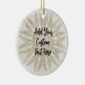 Biologische boho stijl sunburst mandala gouden wit keramisch ornament (Rechts)