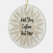 Biologische boho stijl sunburst mandala gouden wit keramisch ornament (Links)