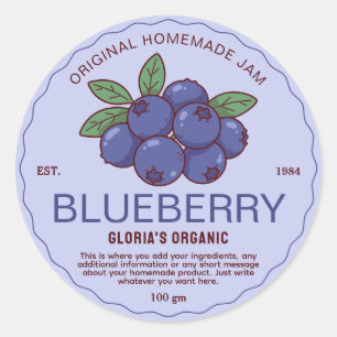 Biologische Bosbessenjam Huisgemaakt Product Ronde Sticker