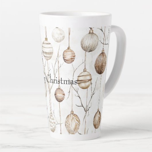 Biologische Cream Tan Kerst Ornamenten Latte Mok (Rechterhoek)
