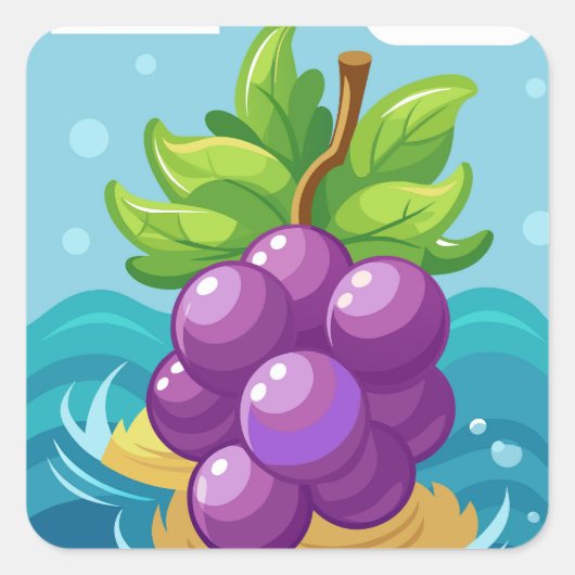 Biologische druiven vierkante sticker (Voorkant)