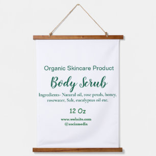 Biologische groene natuur body scrub boter naam to hangend wandkleed
