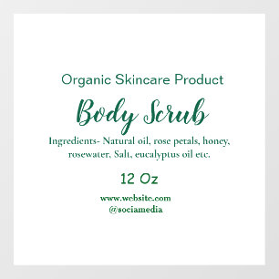 Biologische groene natuur body scrub boter naam to raamsticker