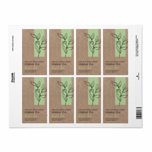 Biologische Groene Thee Kruidenthee Kraft Business Etiket (Full Sheet)
