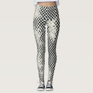 Biologische handgeschilderde micro-schaakbordpatro leggings