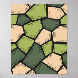 Biologische Mozaïek Kunst in de tinten van groen e Poster