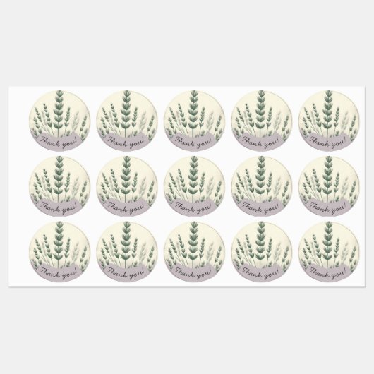 Biologische pastel Bedankt Sticker – Soft Botanica (Vel)
