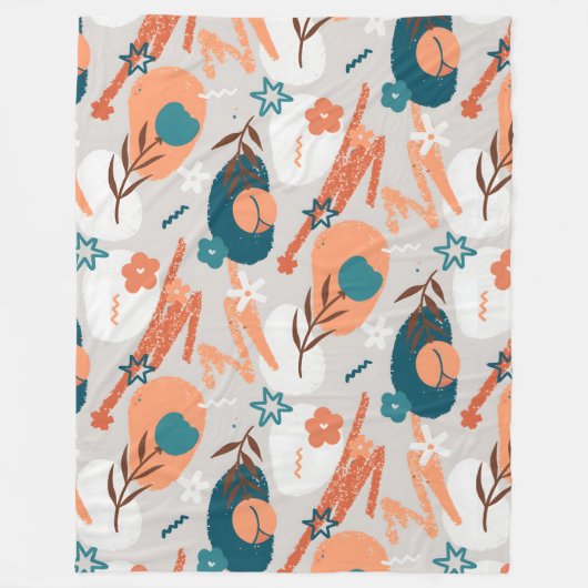 Biologische platte bloem fleece deken (Voorkant)