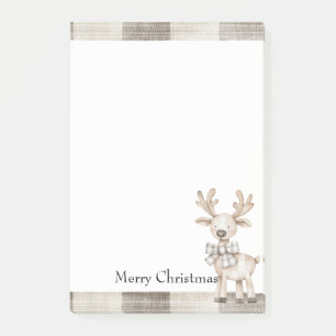 Biologische Tan Cream Plaid Stripes Kerst Rendier Post-it® Notes
