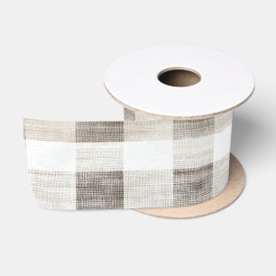 Biologische Tan Cream Plaid Stripes Rustieke Kerst Lint