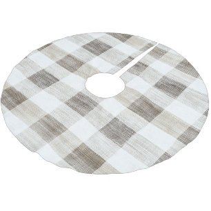 Biologische Tan Cream White Plaid Stripes Kerstmis Kerstboom Rok