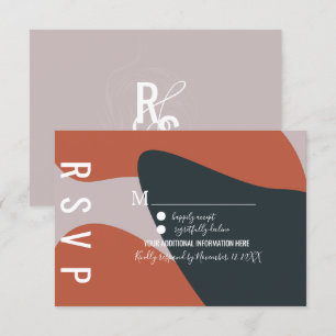 Biologische Terracotta Blau Huwelijks RSVP Kaart