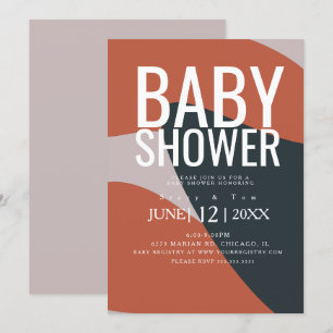 Biologische Terracotta Blau Typografie Baby Borrel Kaart