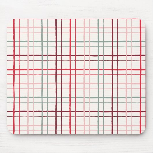 Biologische Wobbly Check Grid Patroon Hart Glazuur Muismat (Voorkant)
