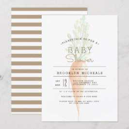 Biologische Wortel | Groente | Aquarel Baby Shower Kaart