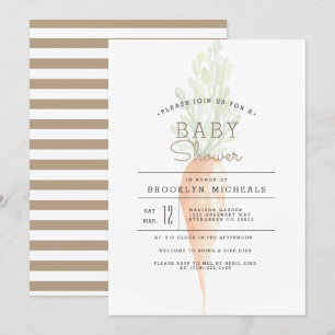Biologische Wortel Groente Aquarel Baby Shower Kaart