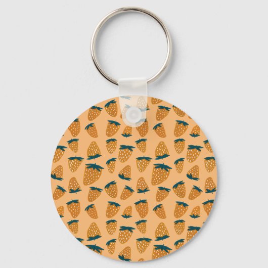 Biologische zomeraardbeien oranje sleutelhanger (Achterkant)
