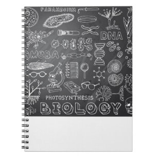 Biology Science Doodle in Gray Chalkboard Notitieboek