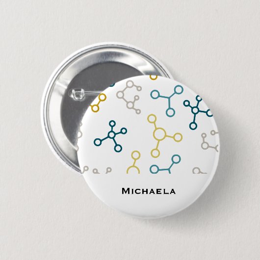 Biology Science Molecules Pattern Afstuderen Ronde Button 5,7 Cm (Voorkant /achterkant)