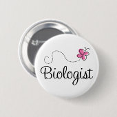Bioloog tegen roze klok ronde button 5,7 cm (Voorkant /achterkant)