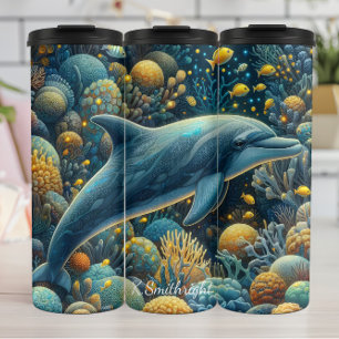 Bioluminescent Dolphin Coral Reef Thermosbeker