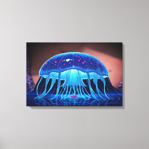 Bioluminescent Kwal Sanctuarium – Lichtgevende Oce Canvas Afdruk