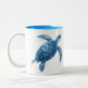 Bioluminescente Blauwe Zeeschildpad Twee-Tons Koff Tweekleurige Koffiemok