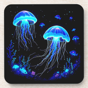 Bioluminescente kwallendroom bier onderzetter