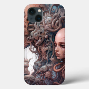 Biomechanische hoofden Surreal Sci-Fi Art iPhone 13 Hoesje