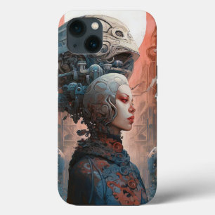 Biomechanische kop Surreal Sci-Fi Art iPhone 13 Hoesje